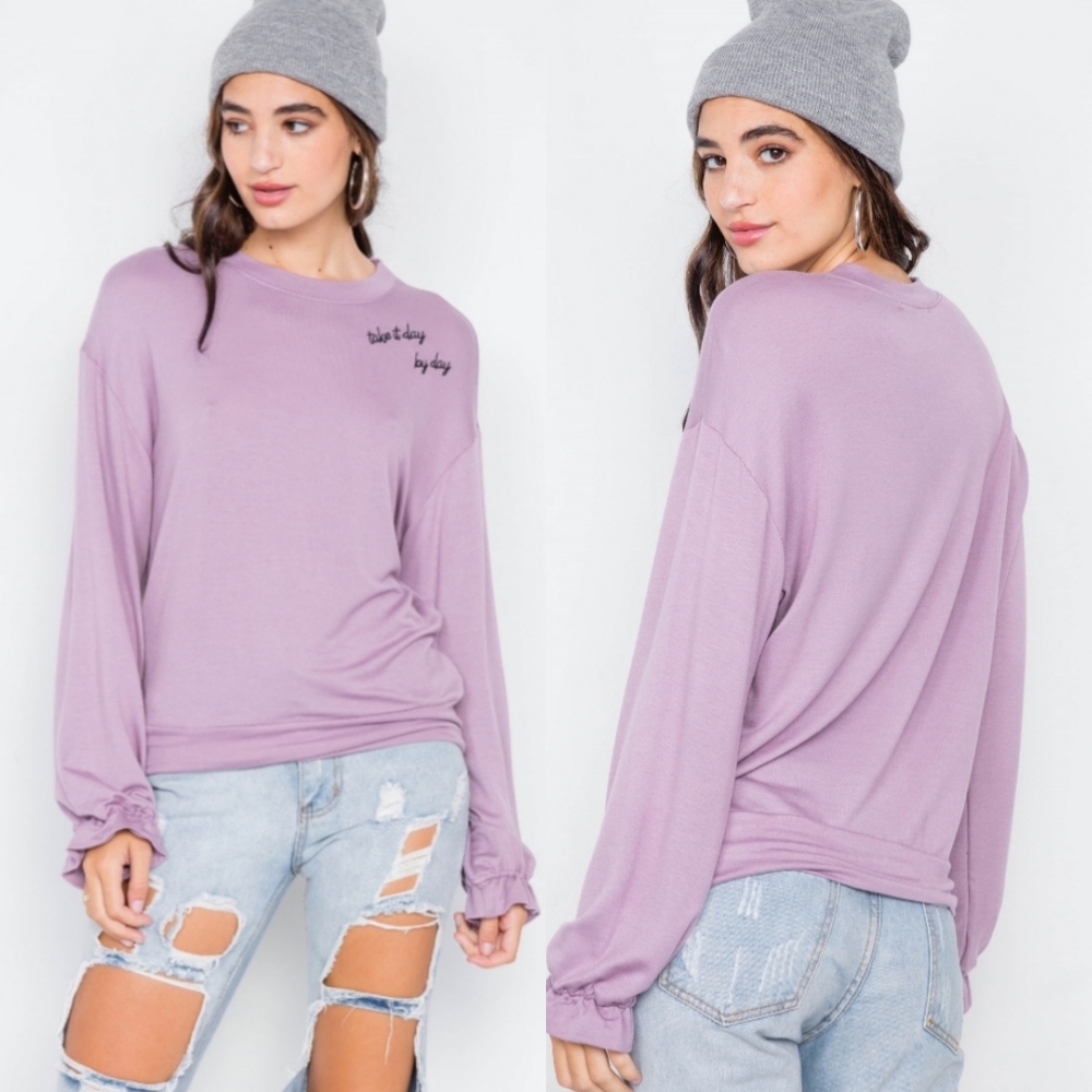 💜Soft Purple "Take It Day By Day" Top - Picture 4 of 7